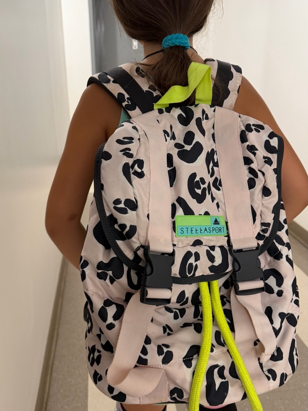 adidas StellaSport Leopard Print Backpack with Neon Green Accents - Picture 6 of 10